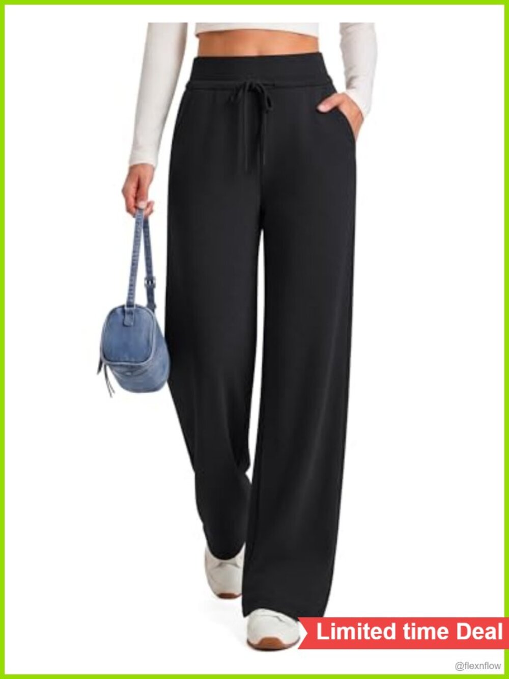Wide Leg Sweatpants Drawstring Waist Side Pockets Full Length Lounge